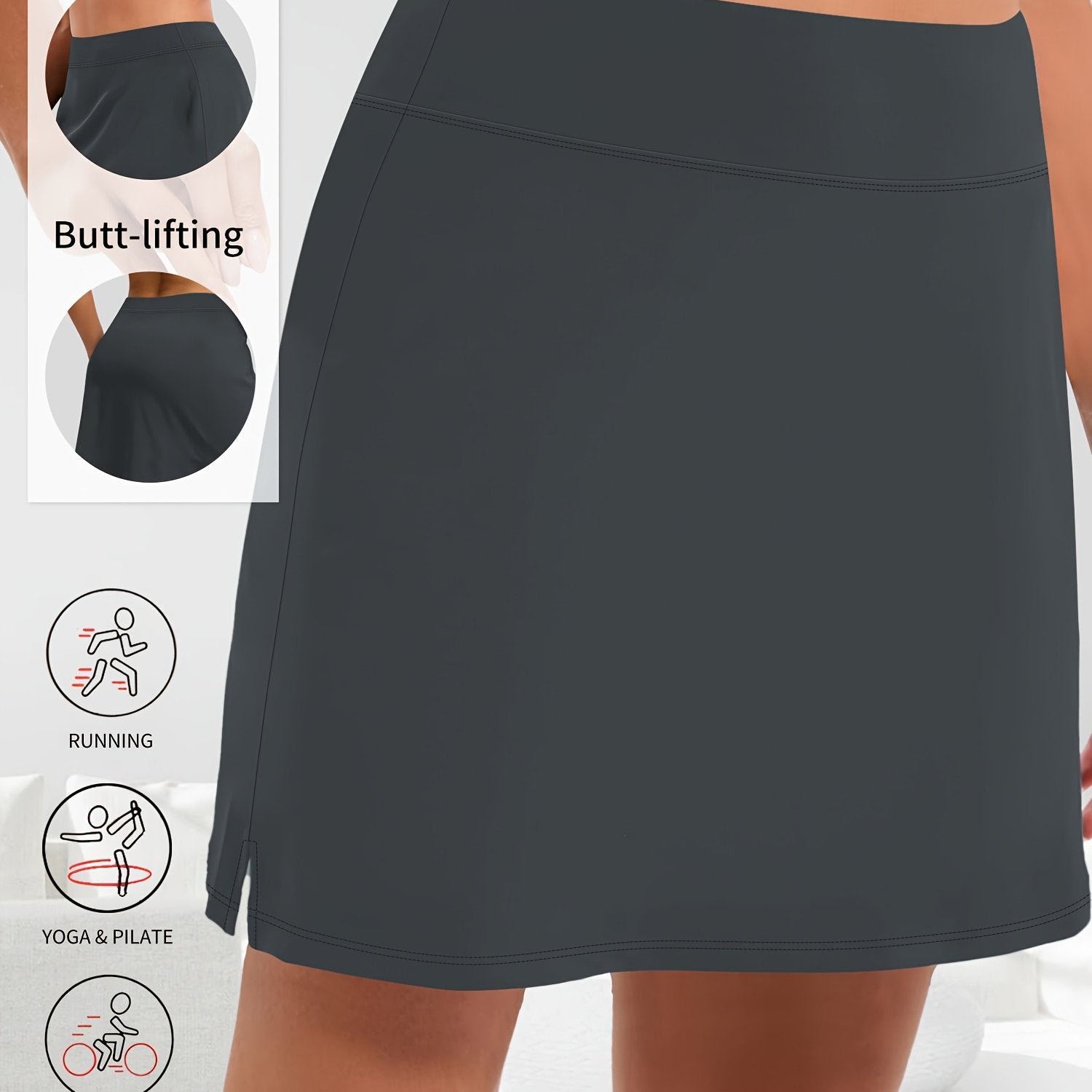 Plus Size High-Waisted A-Line Skirt Shorts with Side Slit Workout-Ready