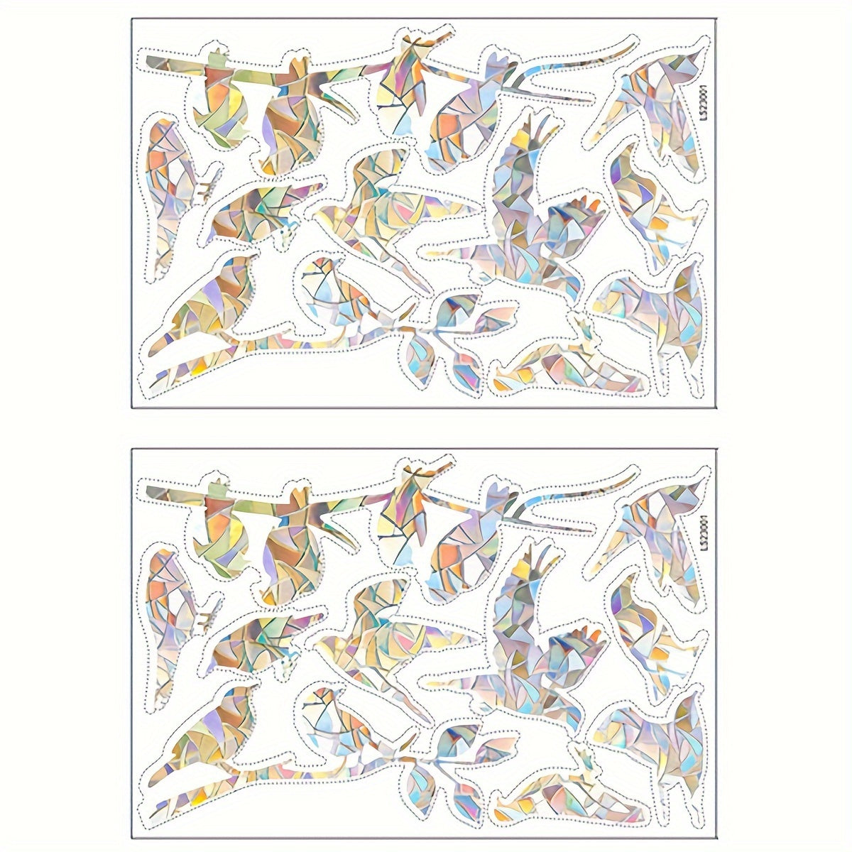 Set of 2 Rainbow Hummingbird Window Clings Decorative Bird Collision Stickers
