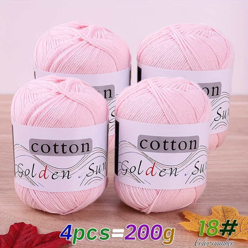 4pcs Cotton Yarn Medium Weight for Crocheting Knitting Multicolor Gradient Autumn Leaves Design
