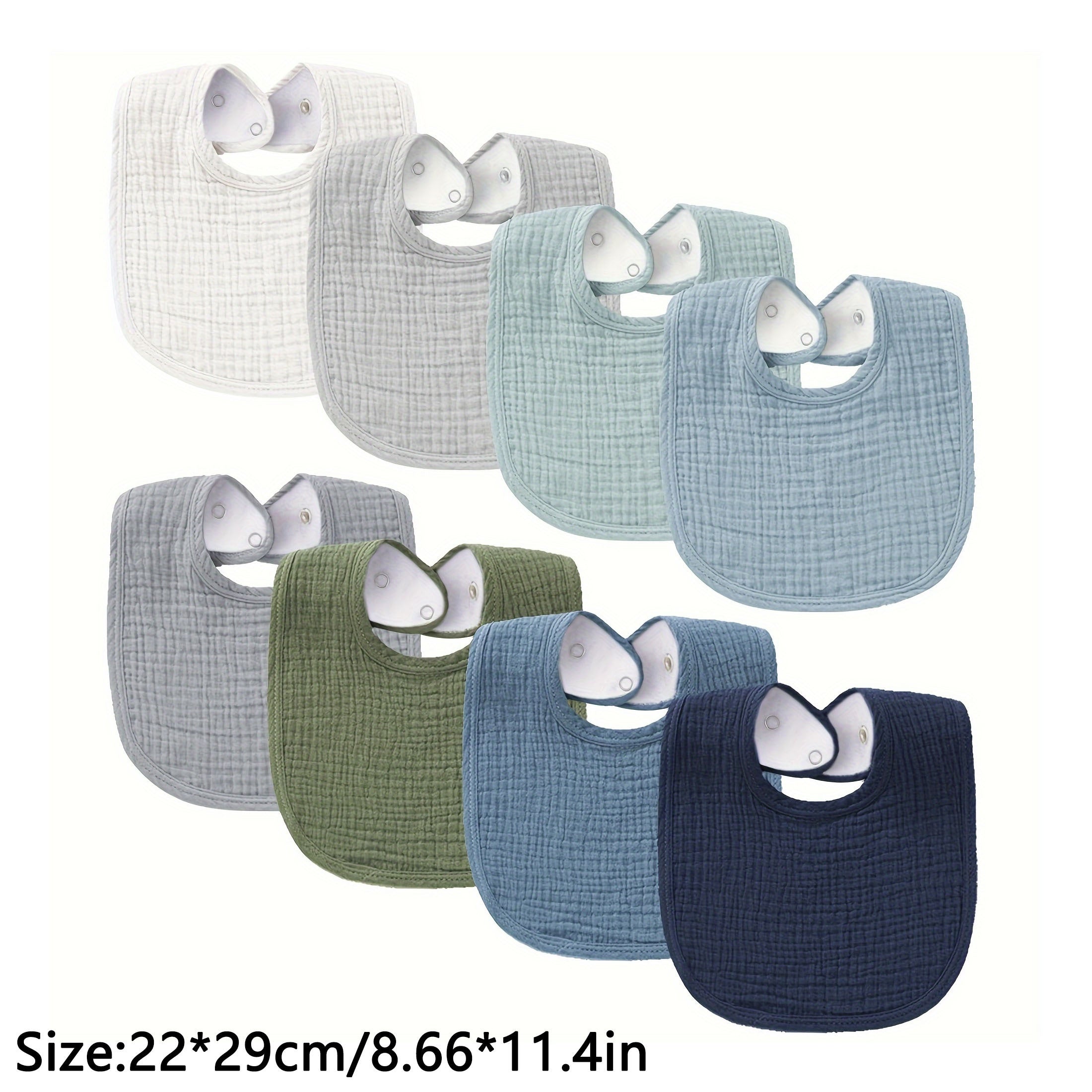 Set of 4 Unisex Baby Cotton Drool Bibs with Snap Closure for Teething and Drooling