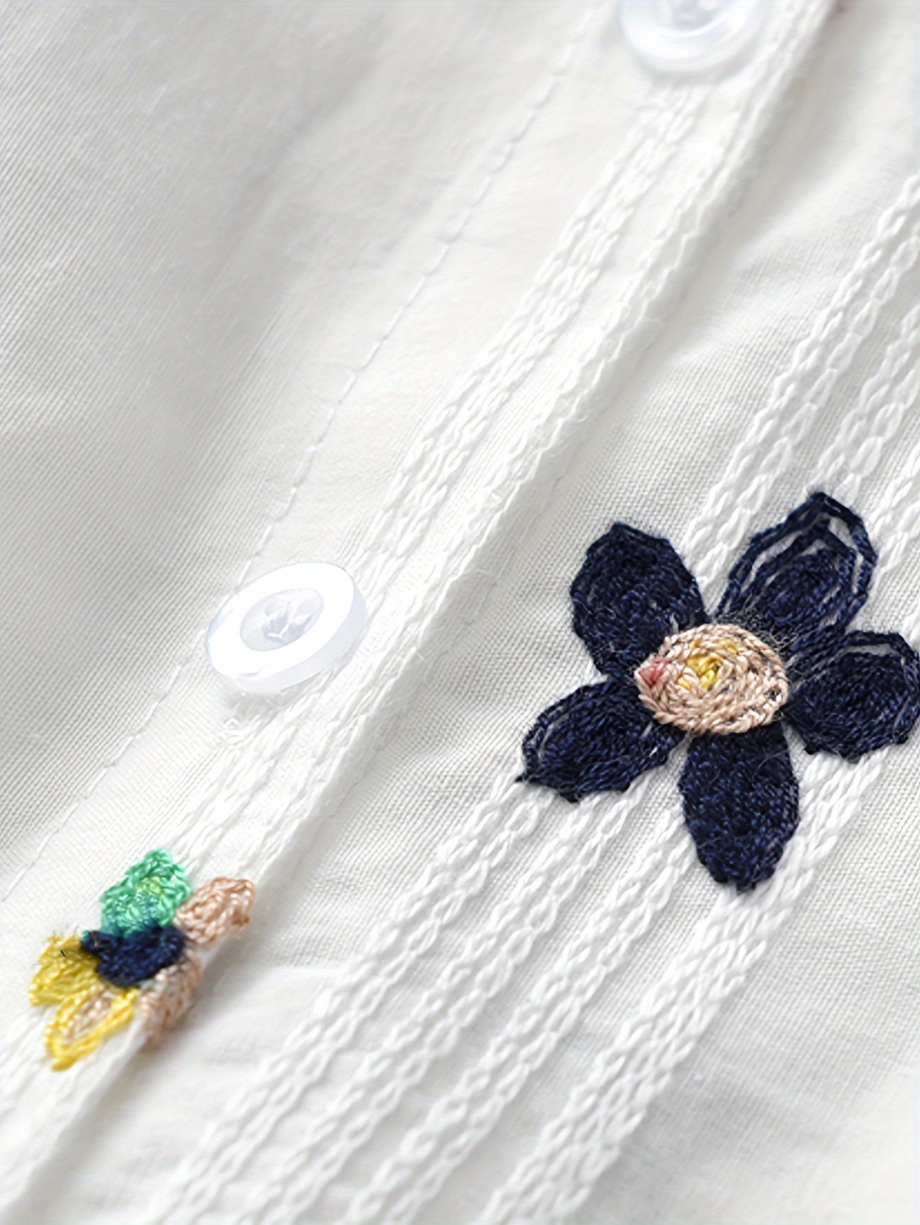 Girls' Boho Embroidered Cotton Blouse Long Sleeve Casual Shirt for Spring Fall