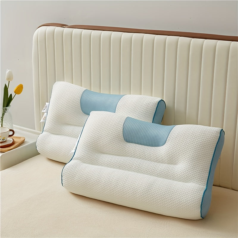 Синяя эргономичная 4D подушка для поддержки шеи - противохрапящая, долговечная и машинная стирка для любого сезона - идеально подходит для общежитий и домашних условий