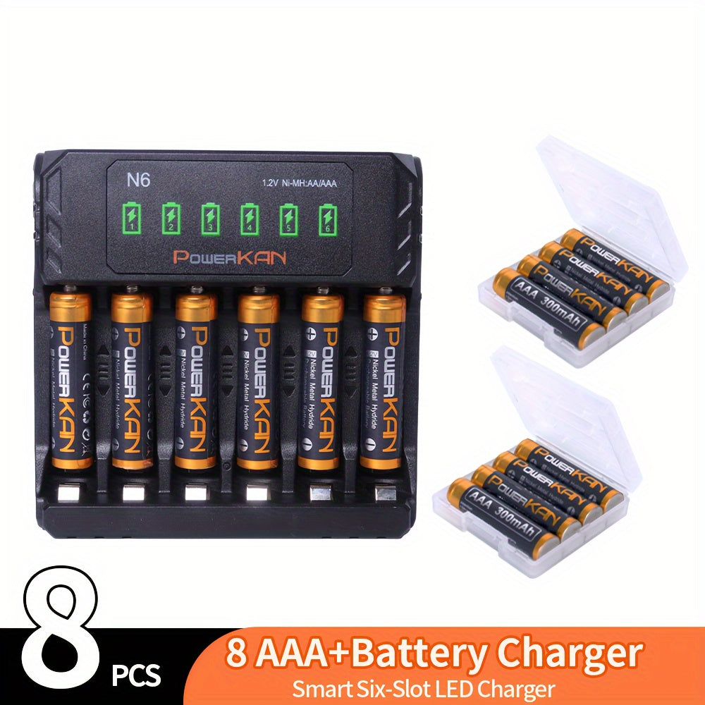 Rechargeable NiMH AA AAA Battery Set with Fast Charger and USB Indicator