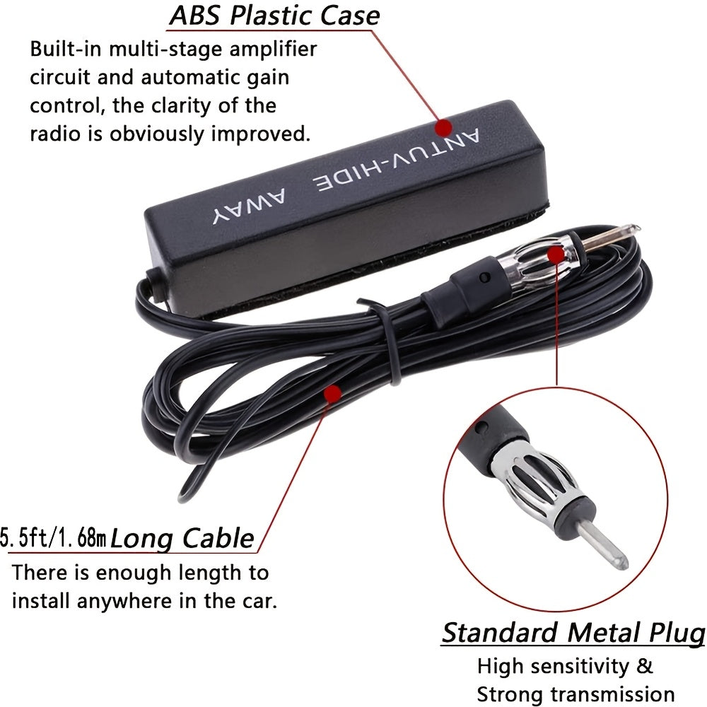 Car Radio Antenna Invisible Amplifying FM/AM 12V Autoantenna
