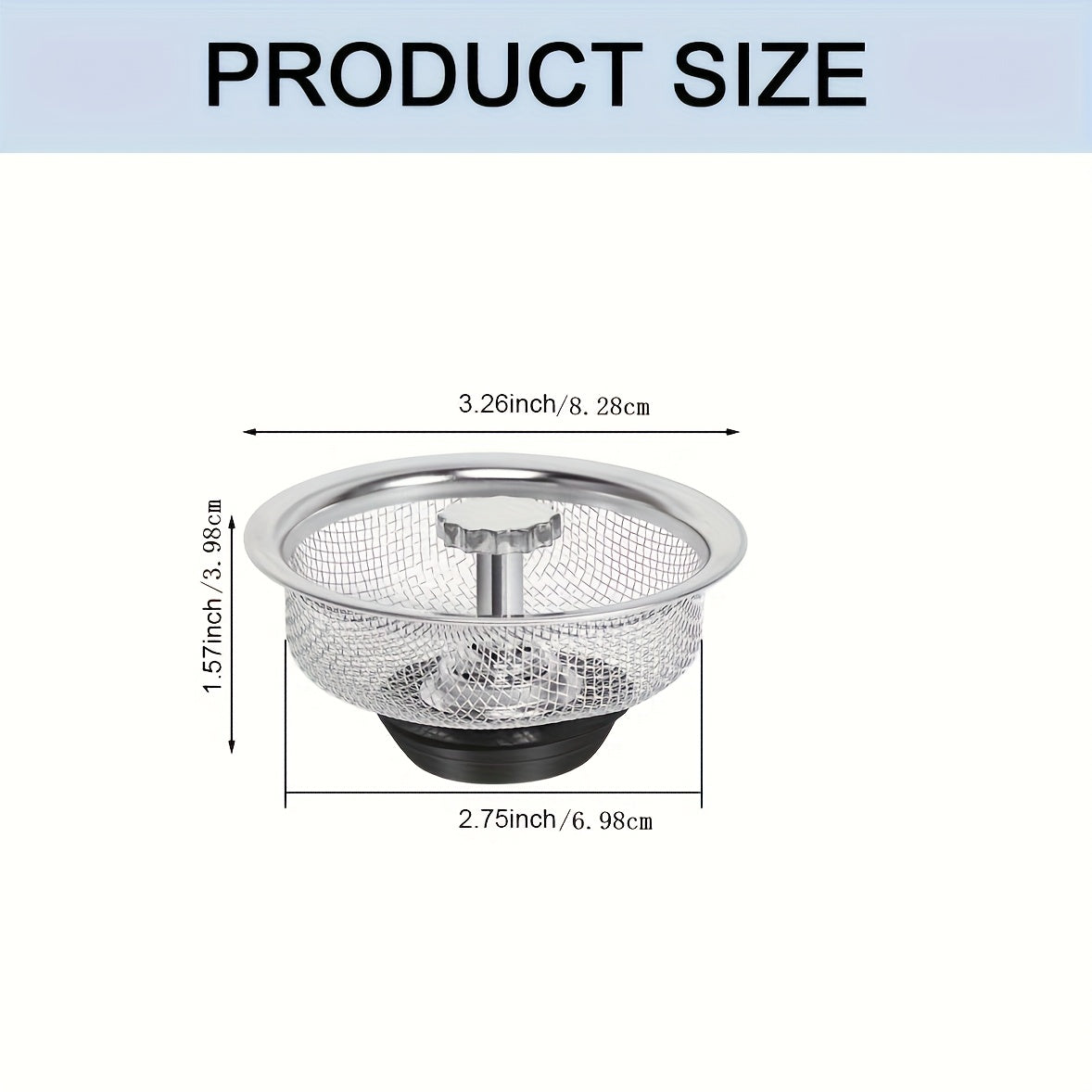 Stainless Steel Kitchen Sink Strainer with Dual Mesh Sizes for Clog Prevention