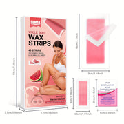 Women Hair Removal Wax Strips Kit 40 Count Watermelon Infused Sensitive Areas