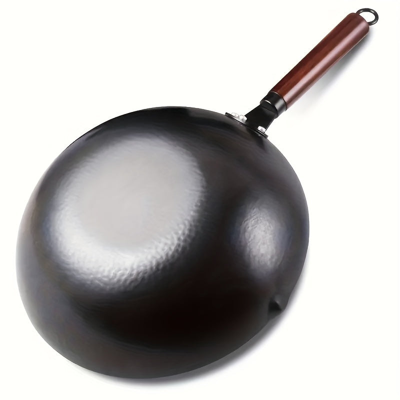 Sartén de hierro fundido para chef de 32cm, wok de fondo plano compatible con cocinas de gas e inducción
