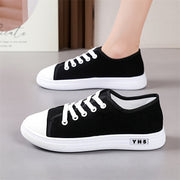 Women's White Low-Top Sneakers with Breathable Fabric and Rubber Sole