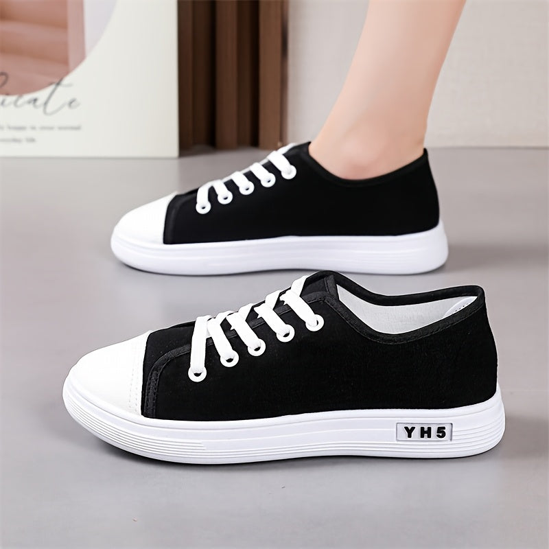 Women's White Low-Top Sneakers with Breathable Fabric and Rubber Sole
