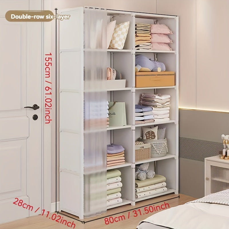 Metal Multi-Layer Storage Organizer with Dustproof Shelves for Bedrooms Dorms and Classrooms