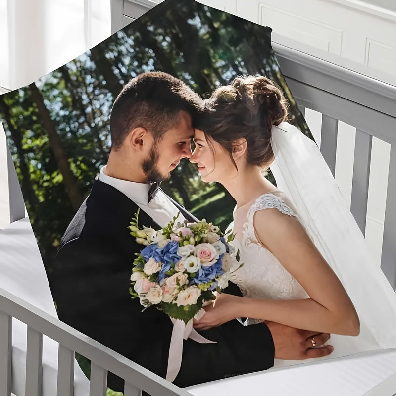 Custom Photo Print Flannel Fleece Blanket All-Season Cozy Bed Throw Gift