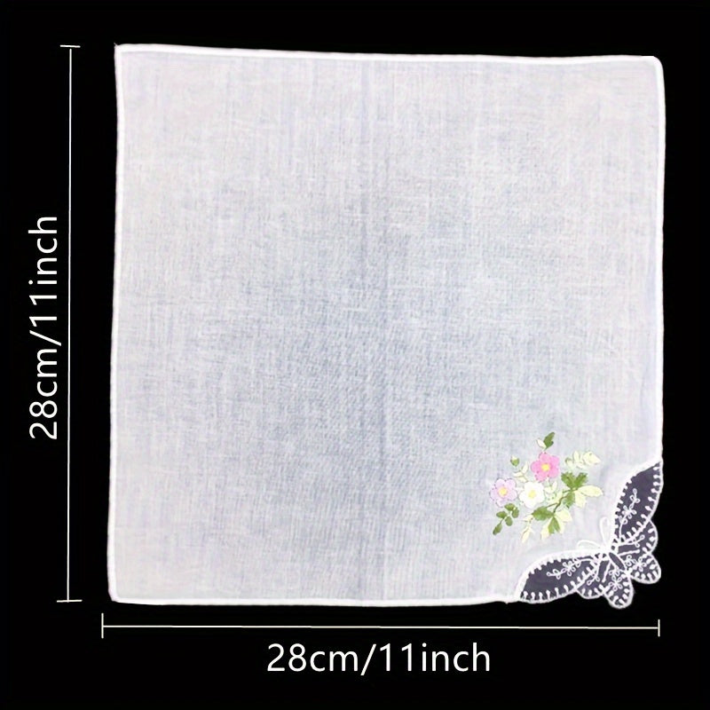 White Embroidered Flower Cotton Square Scarves Pack of 6 12 or 18
