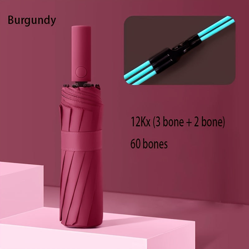 Automatic Umbrella for Men and Women 60 Bone Reinforced Windproof UV Protection Durable with Stylish Handle