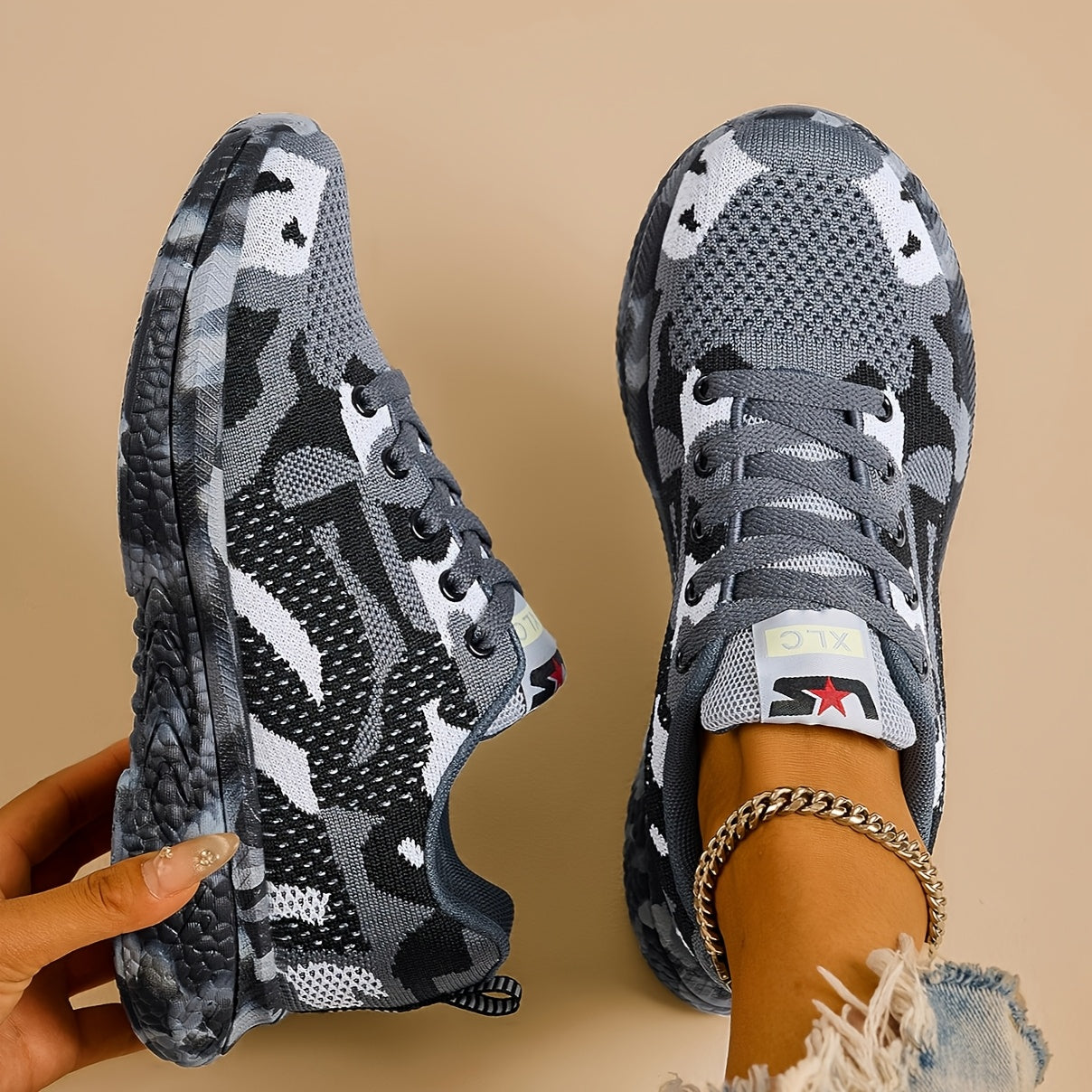 Women's Camo Mesh Sneakers Lightweight Comfort Breathable Shoes