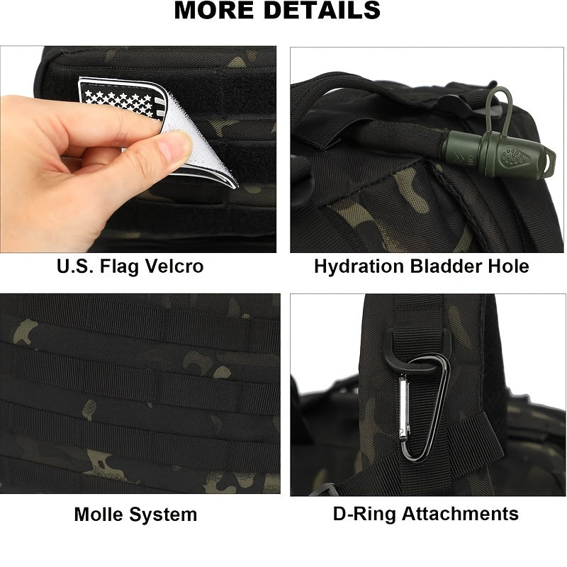 45L Tactical Backpack Water-Resistant Oxford Camo MOLLE for Hunting Camping Hiking Men Women