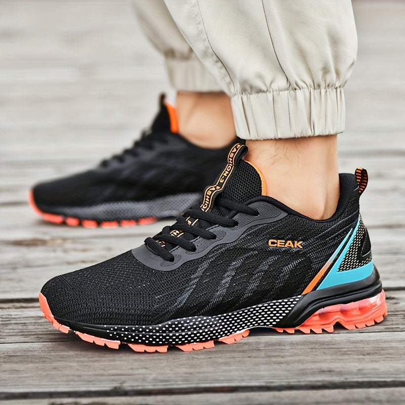 Men's Breathable Lightweight Running Shoes Non-Slip Lace-Up Sneakers for Outdoor Training