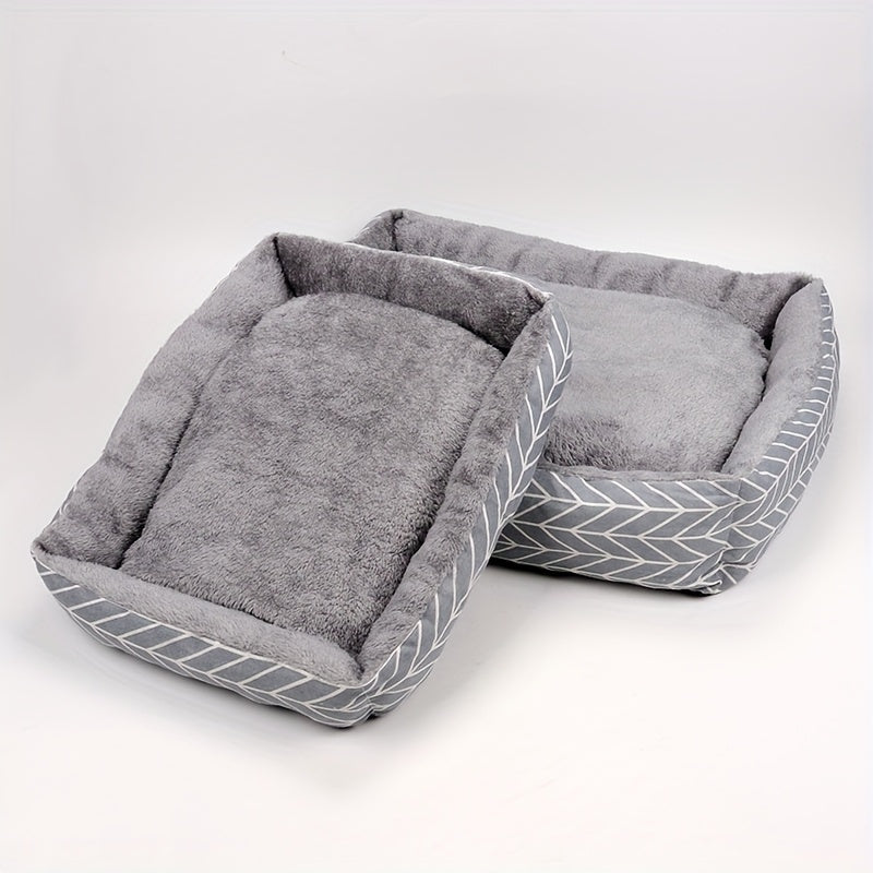 Pet Bed Small Dogs Cats Argyle Polyester Non-Slip Waterproof Grey