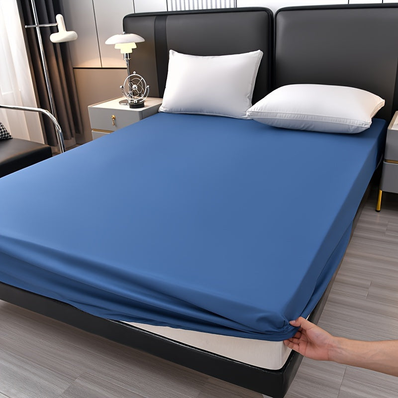 Waterproof Fitted Sheet Solid Black Breathable Deep Pocket Easy Care