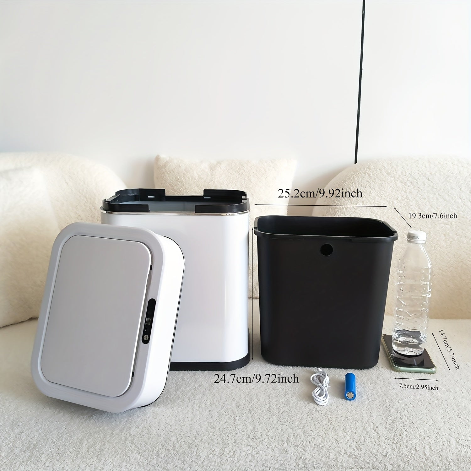 Smart Sensor Trash Can with Large Capacity Stainless Steel Infrared Kick-Activated Odor-Proof Lid