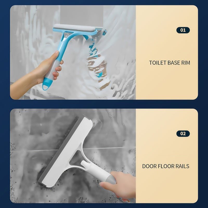 Professional uy tozalash vositasi: Ikki tomonlama shisha tozalagich va purkagich shishasi. Ko'p maqsadli deraza tozalash cho'tkasi silikon qopqog'i bilan. Derazalar, oynalar, pollar va avtomobillar uchun mos.