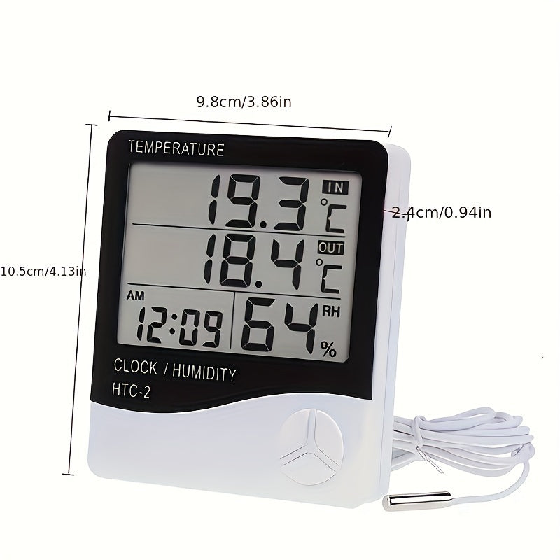Digital Indoor Outdoor Thermometer Hygrometer with Clock Alarm Calendar