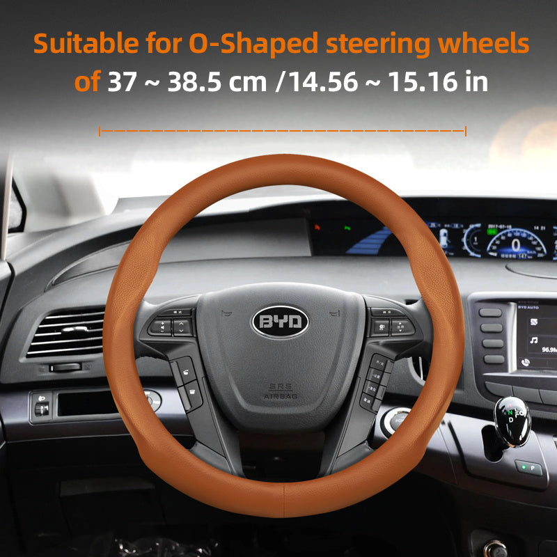 Universal avtomobil boshqaruv g'ildiragi qopqog'i nafas oladigan PU charm qora 37-38.5cm