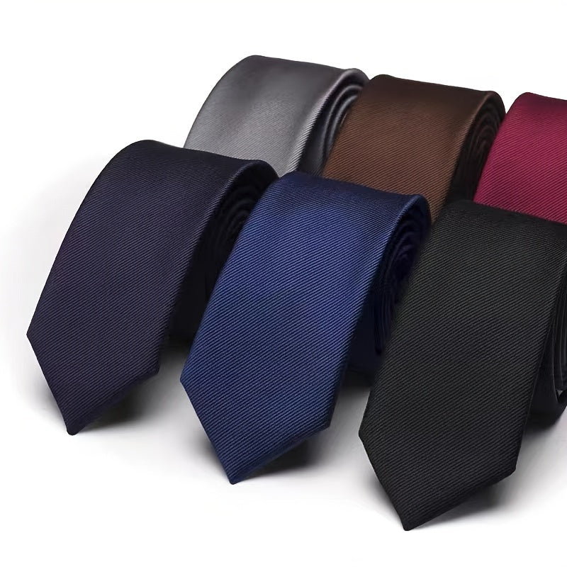 Solid Color Narrow Tie for Men, Handcrafted, 6cm Width for Formal Occasions