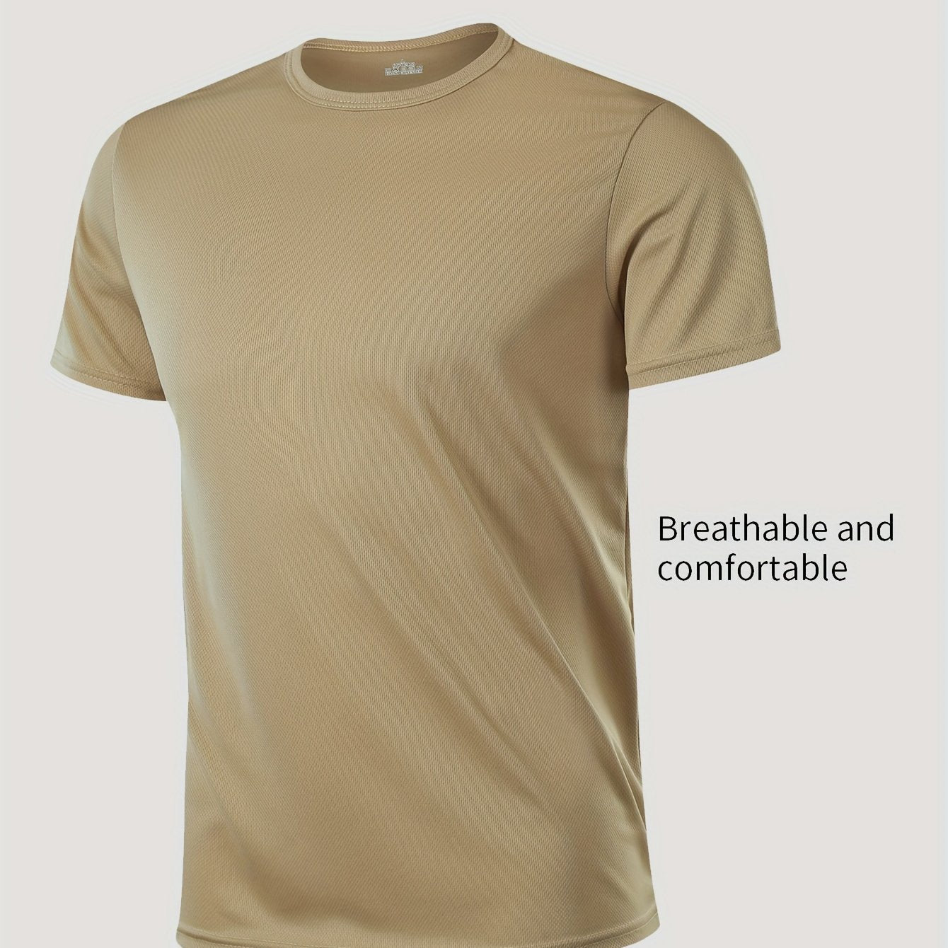 Men's Quick-Dry Athletic T-Shirt Breathable Moisture-Wicking Solid Color Crew Neck for Gym Running