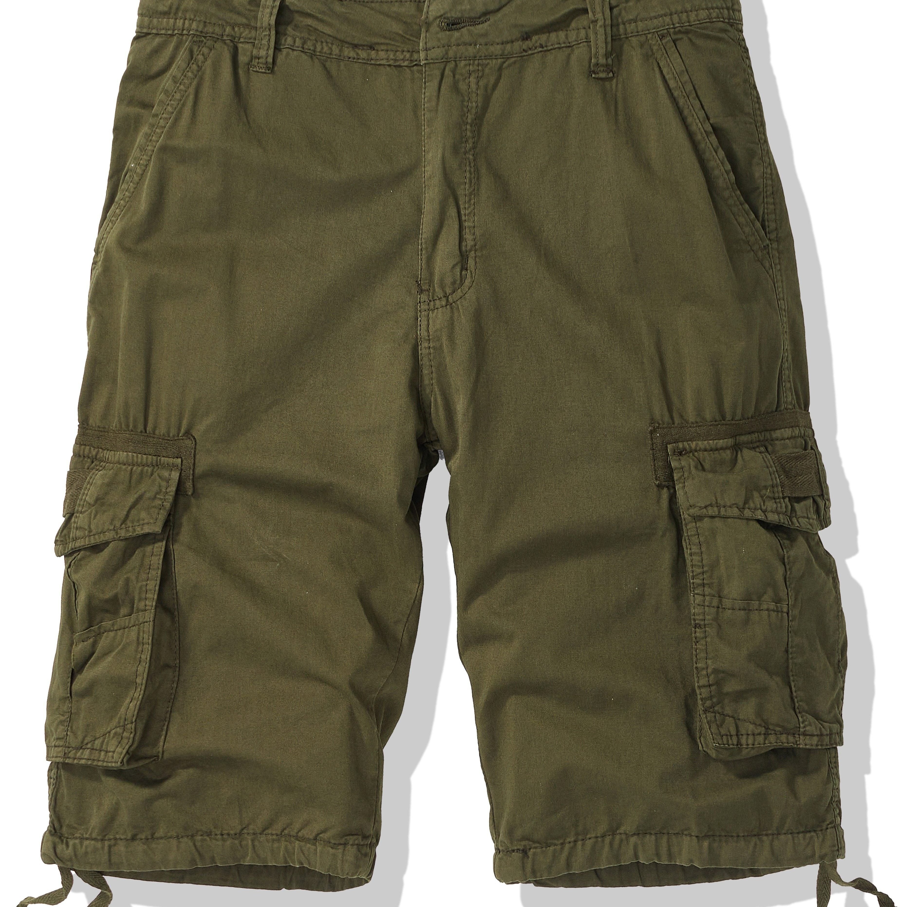 Erkaklar uchun Plus o'lchamdagi paxta cargo shortlari, cho'ntaklar bilan, yozgi kiyim