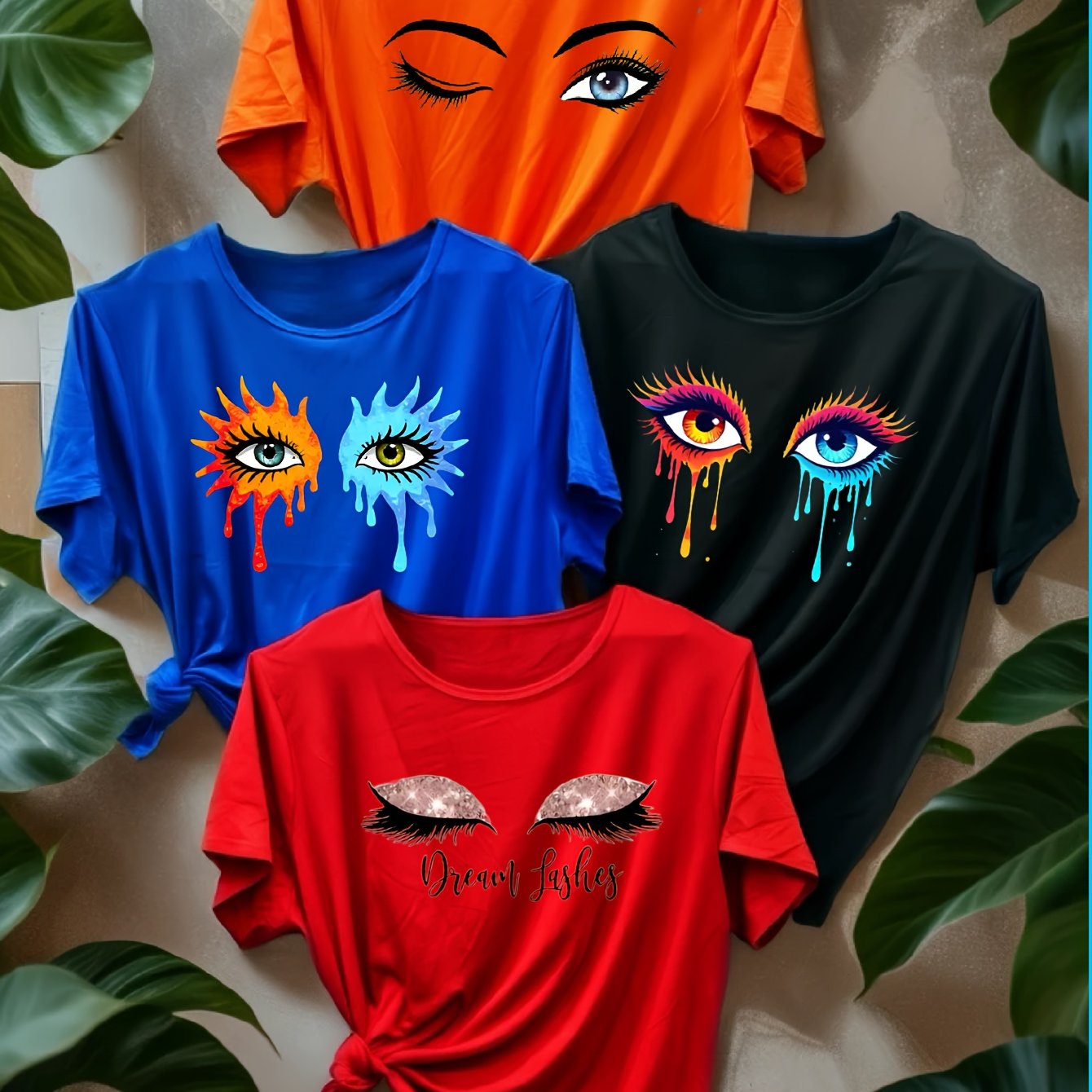 Women’s Graphic T-Shirts Polyester Blend Short Sleeve Casual Tops Vibrant Colors