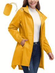 Abrigo cortaviento ligero para mujer, plegable con capucha, impermeable, para golf y senderismo