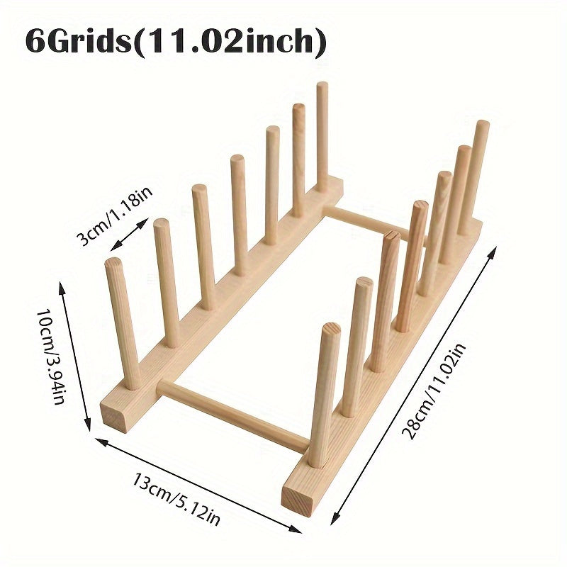 Wooden Kitchen Plate Rack Organizer for Dishes Bowls Cups and Lids