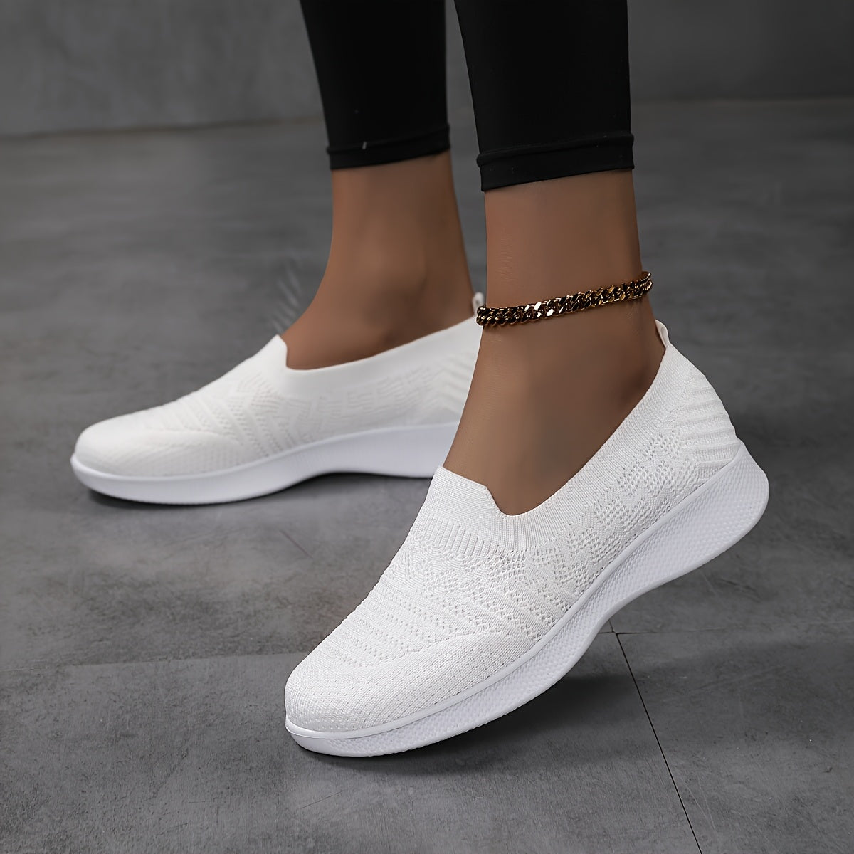 Women's Breathable Slip-On Sneakers Lightweight White Casual Summer Walking Shoes