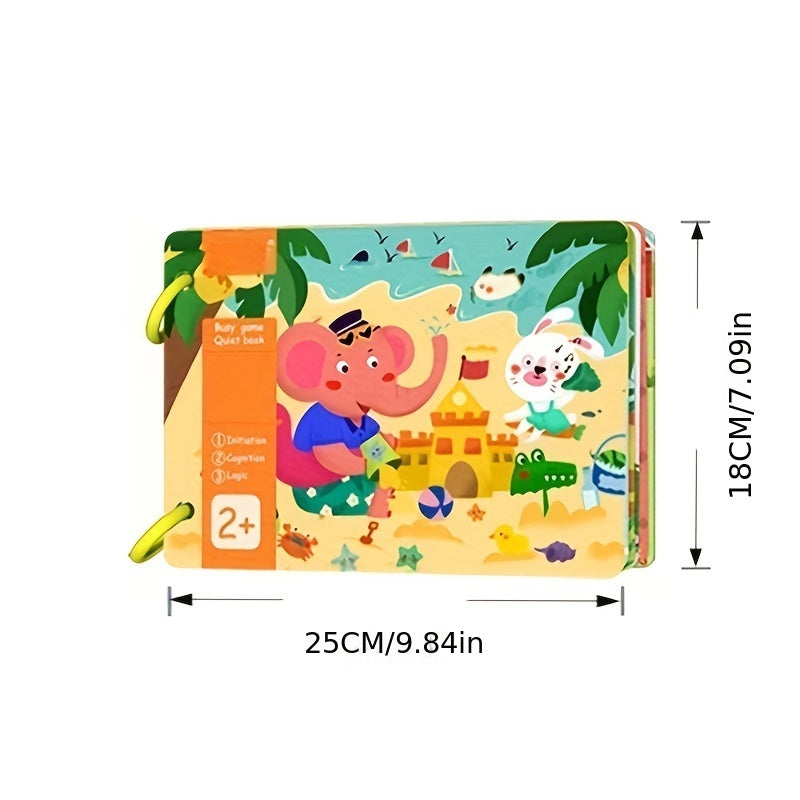 Interactive Family Activity Book for Children Aged 0-6 with Educational Puzzles Stickers and Animal Recognition