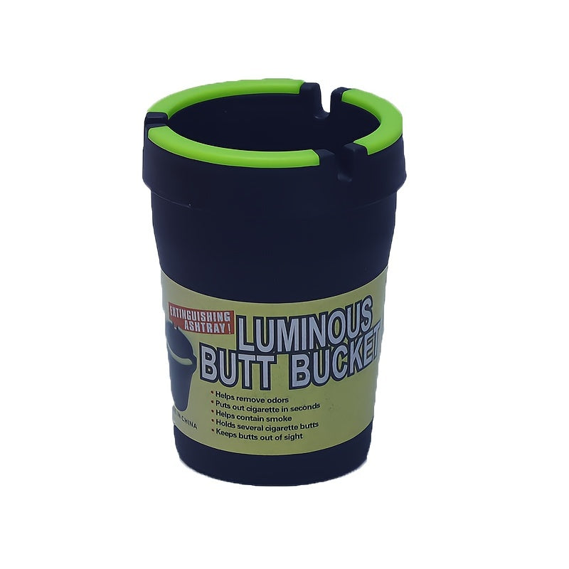 Glow-in-the-Dark Double-Layer Plastic Ashtray for Car and Home, Neon Colors