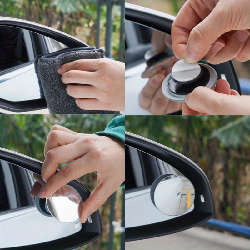 2pcs Car Rearview Mirrors Wide-Angle Round Blind Spot Adjustable