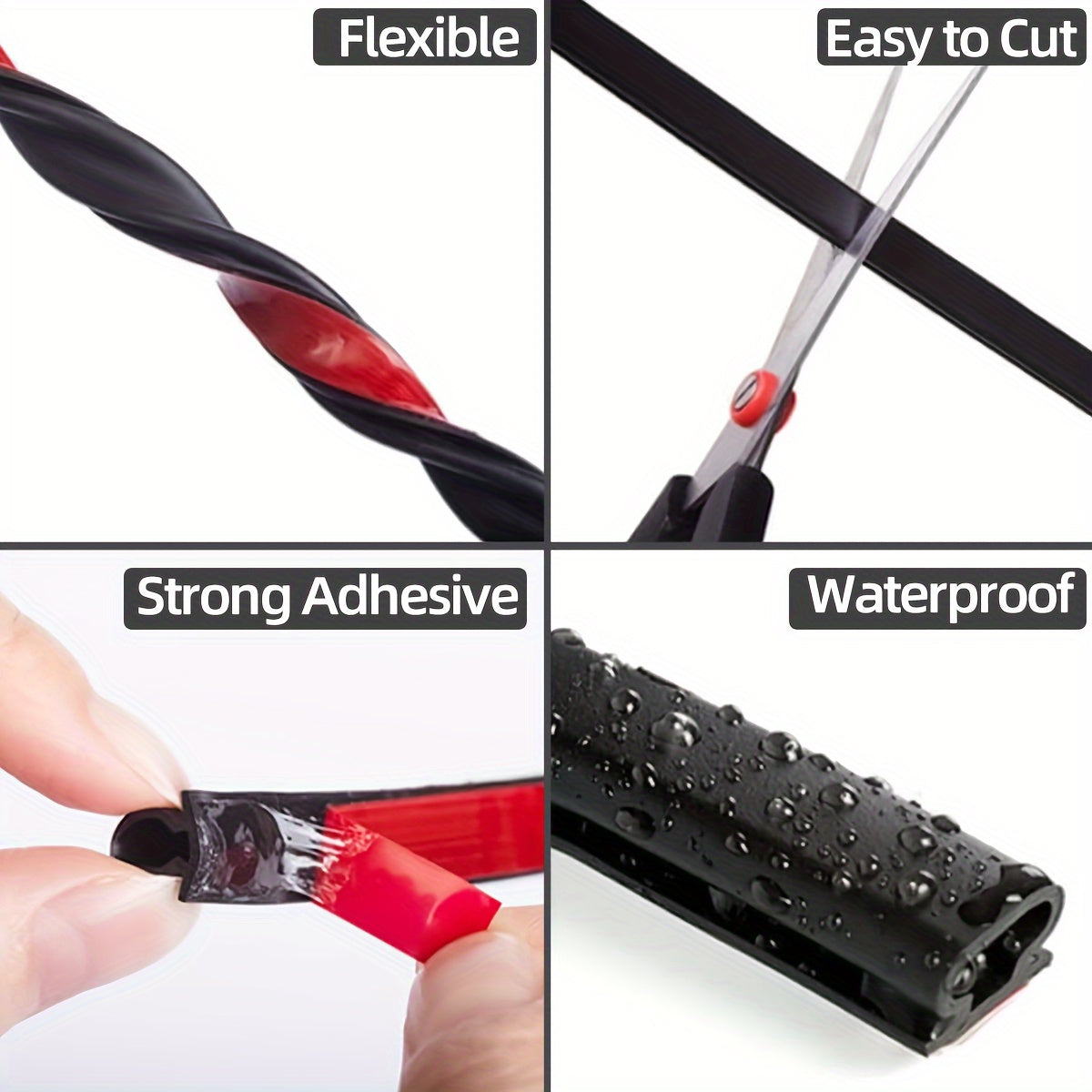 Self-Adhesive Rubber Weather Stripping for Doors and Windows 10ft Black White Brown Fire-Resistant