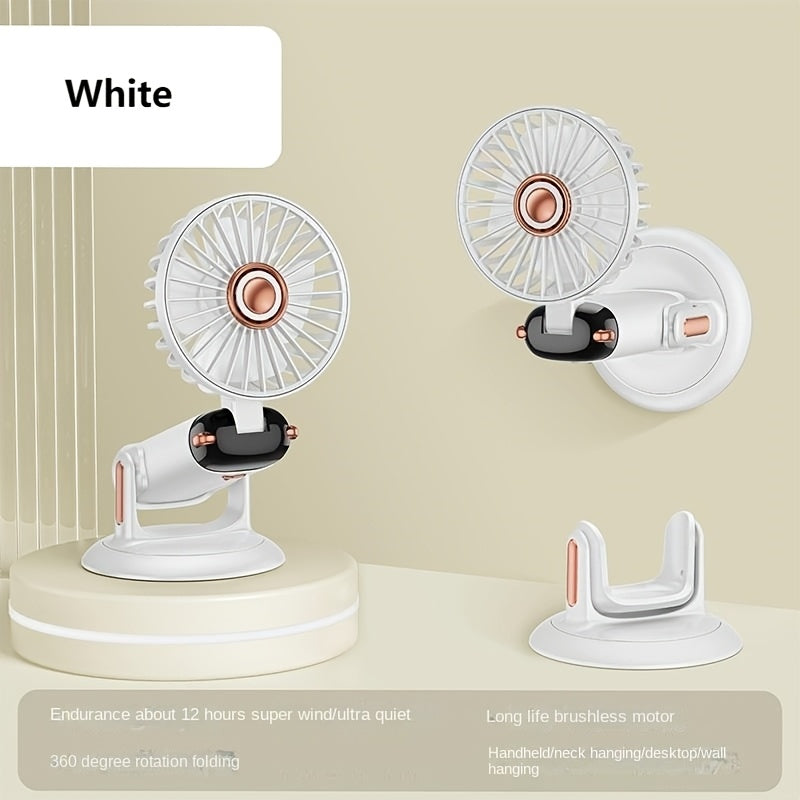 Portable Fan with LED Display 5 Speeds Foldable Dual USB Rechargeable Lithium Battery for Desk Office Bedroom Outdoor Travel Camping