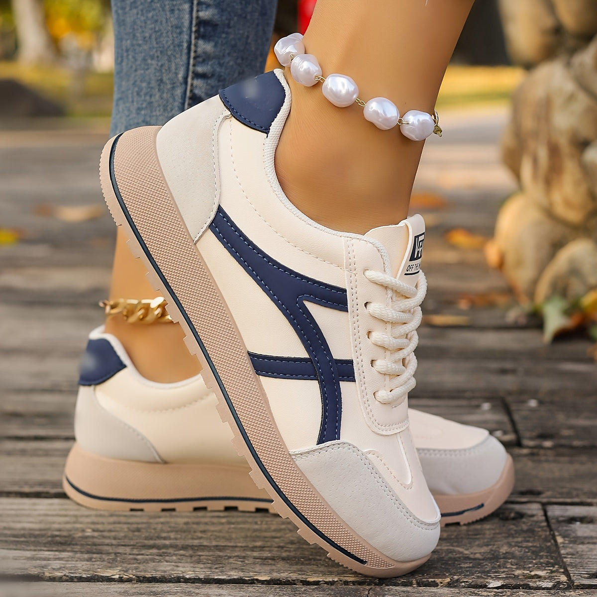 Women's White Thick-Soled Casual Sneakers for Spring Summer 2025