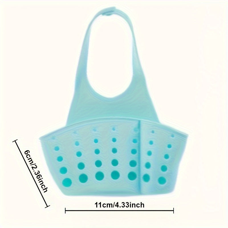 Компактный кухонный раковинный органайзер из регулируемого пластика, идеально подходящий для хранения мыла и губок. Повесьте его на раковину для удобного доступа и поддерживайте порядок на кухне.