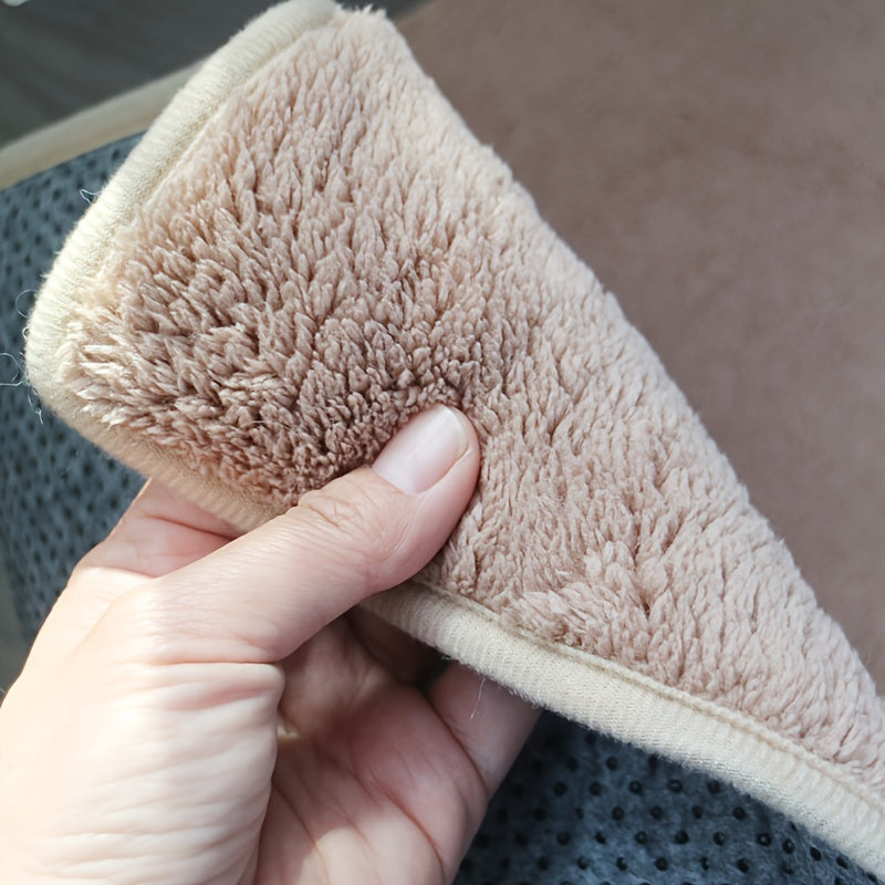 Oblong Bath Rug Non-Slip Quick-Dry Absorbent Polyester 1.8cm Thick