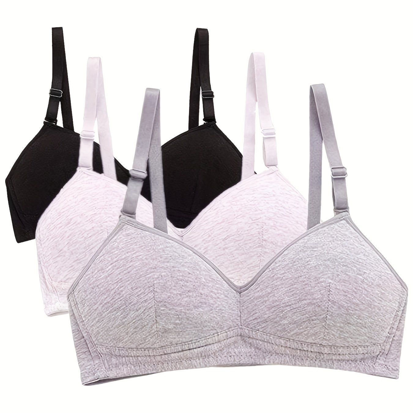 "O'smir qizlar" 3 ta ingichka paxta sport brasslari, simsiz ko'taruvchi uslubda yugurish uchun, bir rangli, qulay va nafas oladigan.