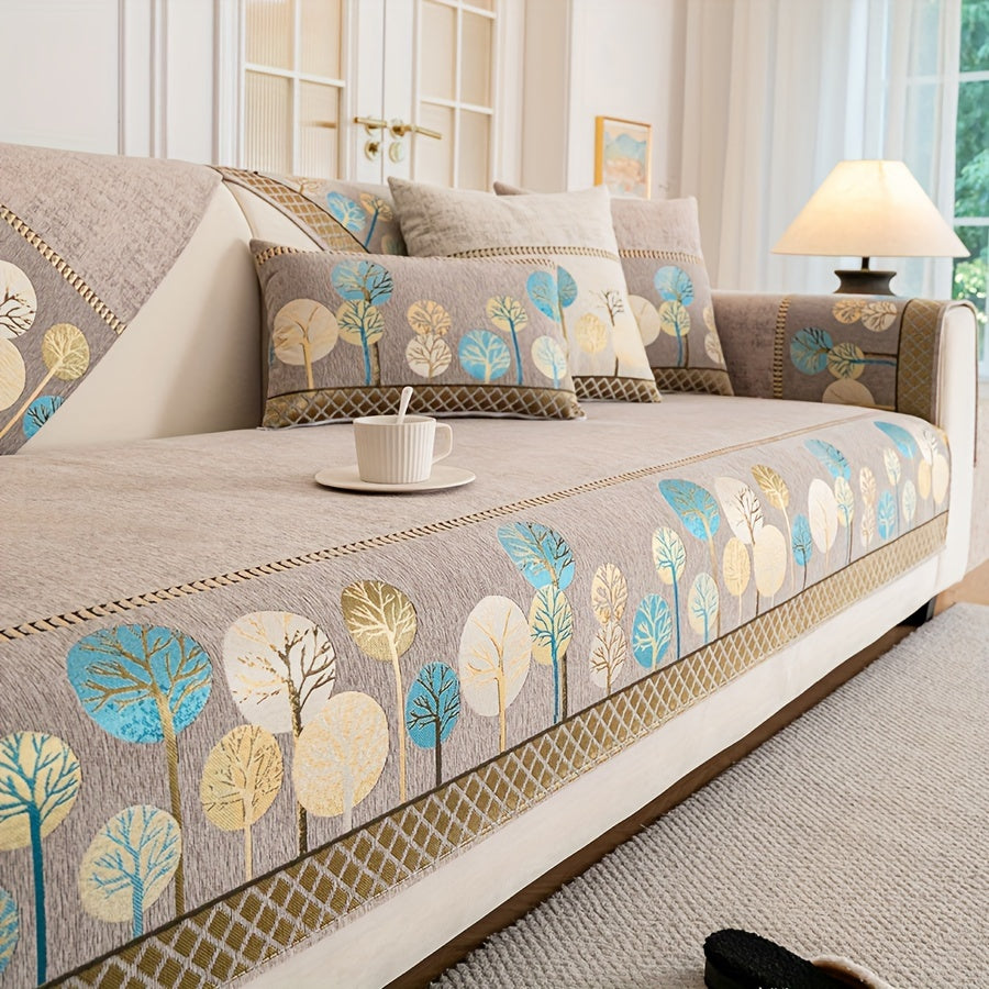 Нескользящая накидка на диван с мотивом дерева для 1-4 местных диванов, безопасна для домашних животных, моется в машине, прочная