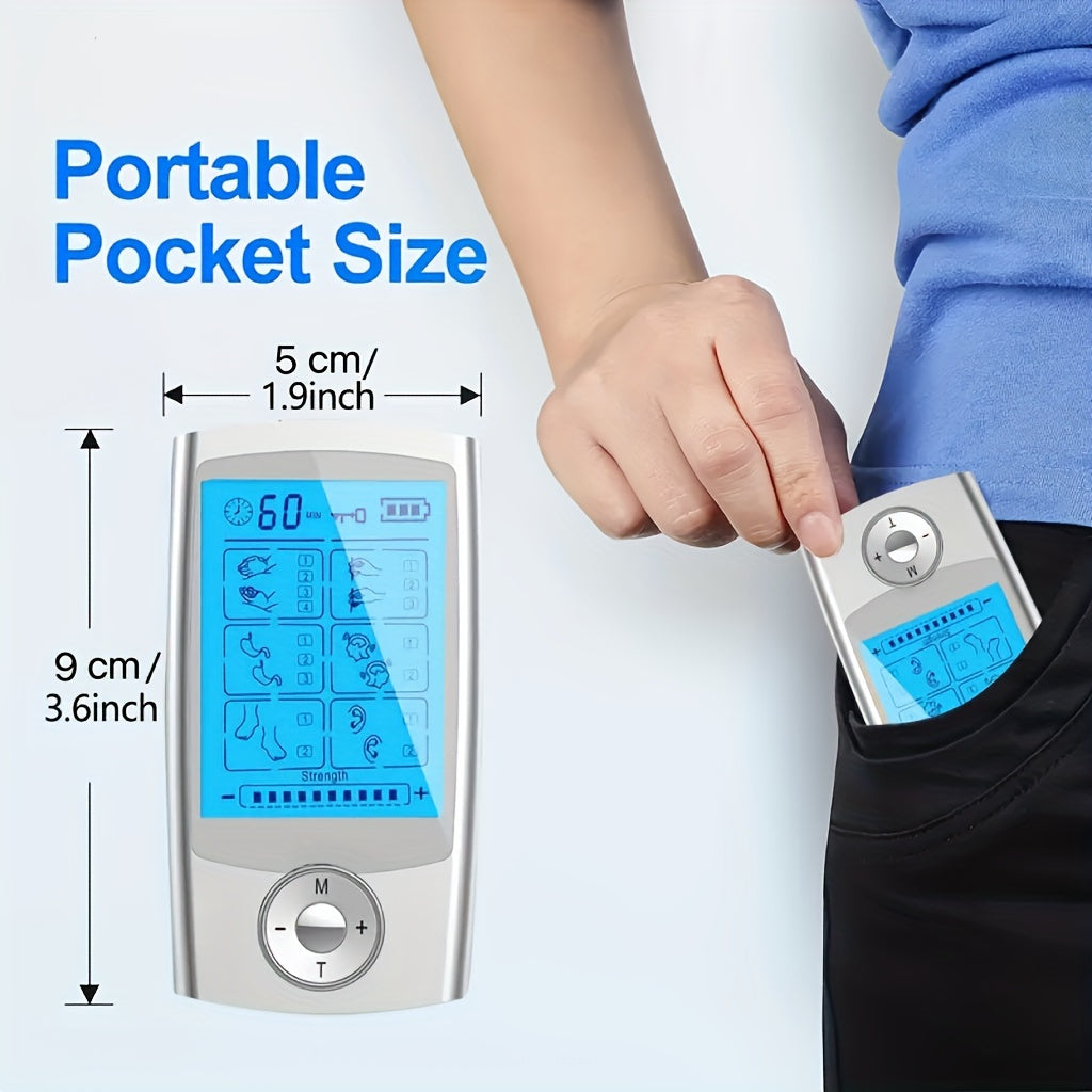 Portable Dual Channel TENS Muscle Stimulator with Digital Display 16 Modes 20 Levels