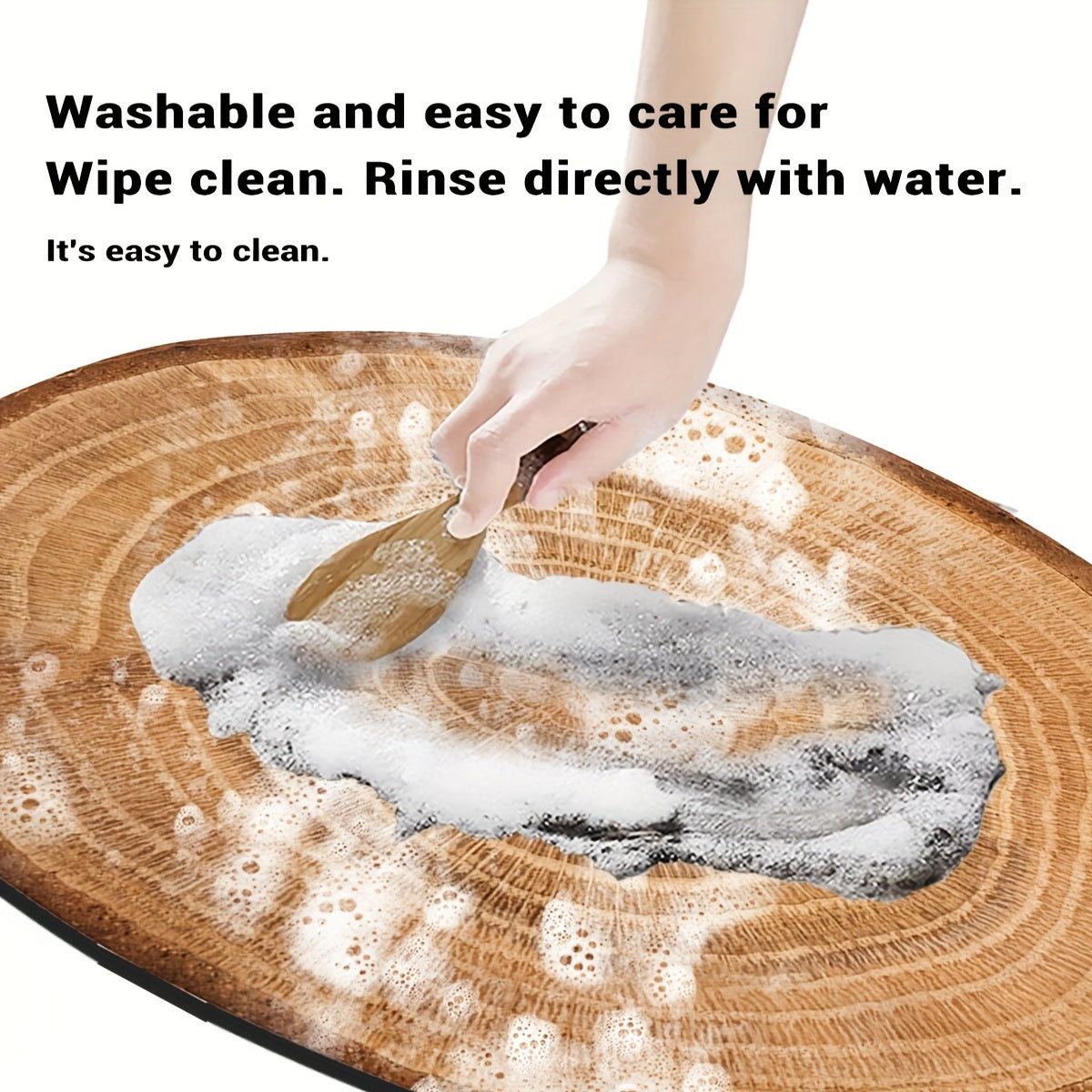 Wood Grain Tree Ring Doormat Non-Slip Rubber Back Flame Resistant Indoor Floor Mat