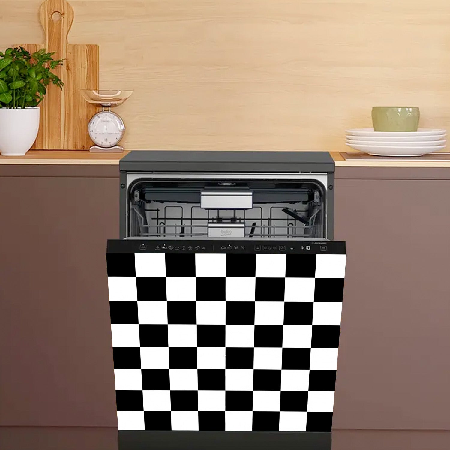 Qora va oq tekislikli magnitli idish-tovoq qoplami, suv o'tkazmaydigan PVC, oson magnitli tortish, 58.5x65 sm oshxona dekoratsiyasi