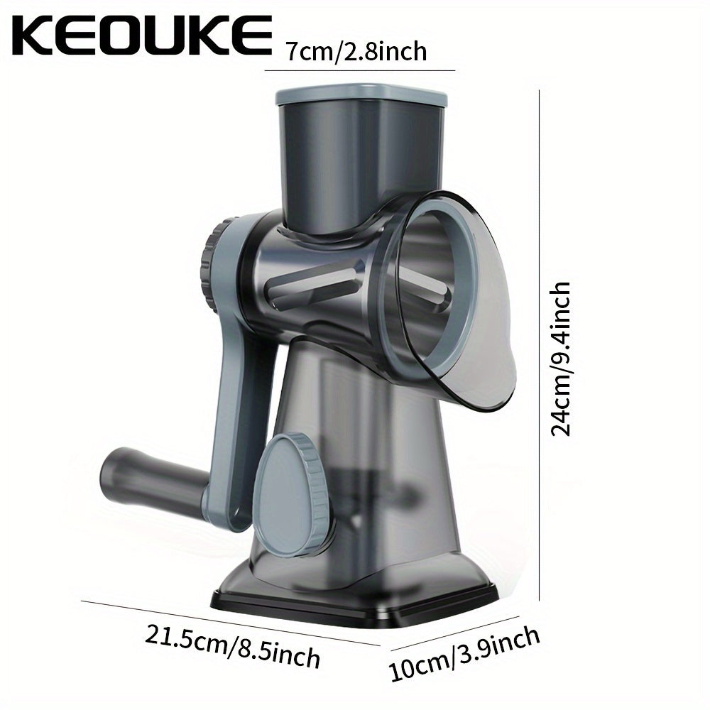 "KEOUKE Grattugia Versatile per Formaggio e Affettatrice per Verdure - Portatile con Lame in Acciaio Inossidabile, Ideale per Patate e Altro - Design Trasparente Elegante"