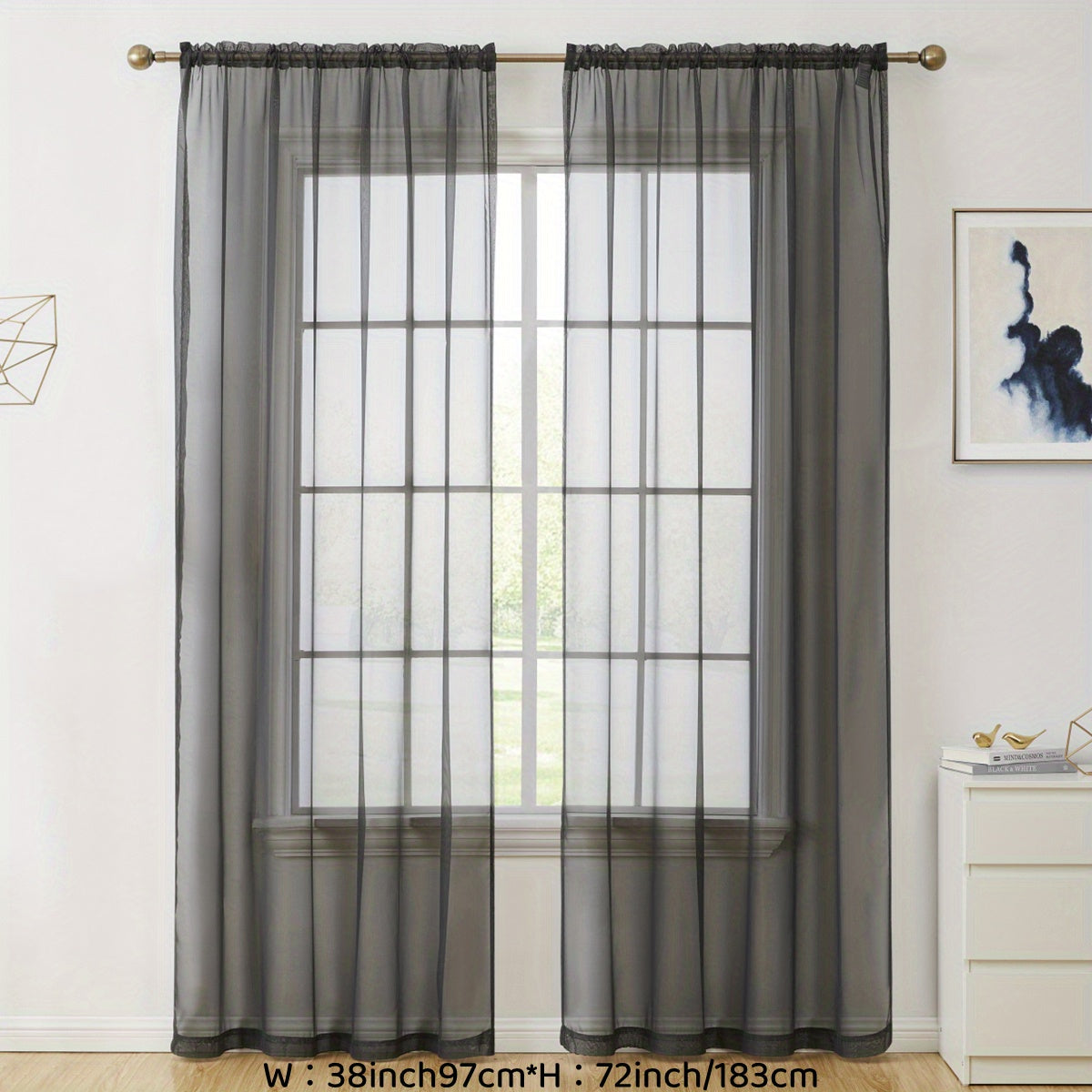 Sheer Voile Curtain Panels for Living Room Bedroom Kitchen Semi-Transparent Polyester