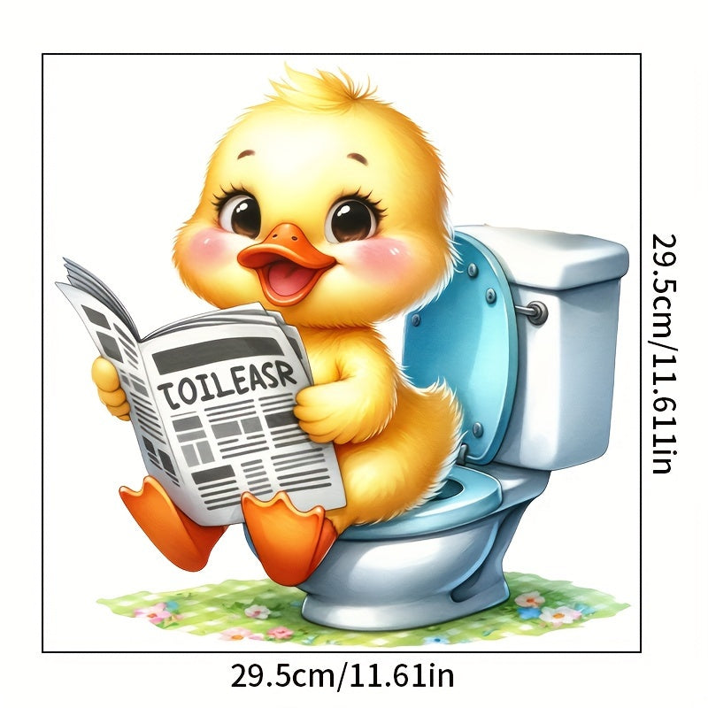 Cute Duckling Bathroom Decal Waterproof Self-Adhesive Animal Theme Square Reusable Decor