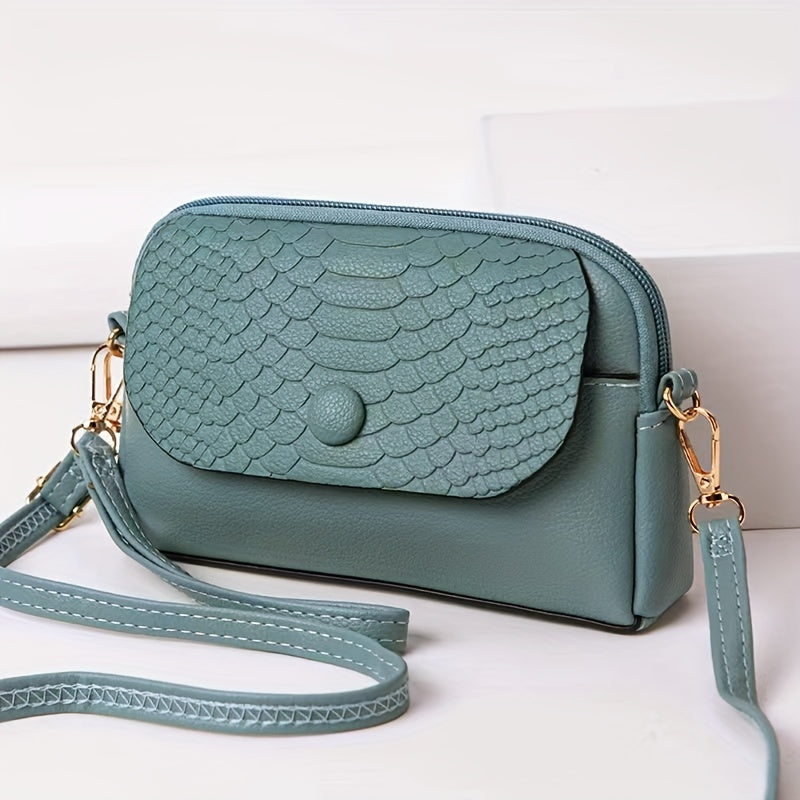 Mini Crossbody Bag for Women with Removable Strap Zipper Closure Solid Color